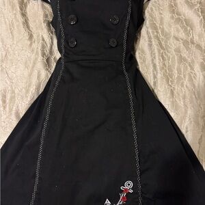 Chic Black Midi Dress with Floral Embroidery